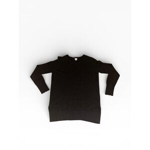 Halogen Black 100% Cashmere Crewneck Sweater‎ Size L Side Slits Soft Cozy